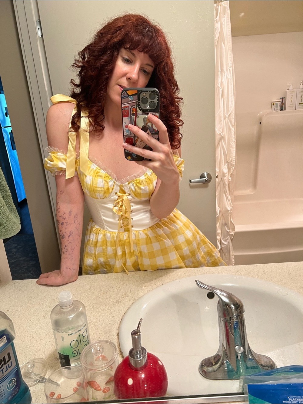 Yellow Gingham Bar Wench Mini Dress